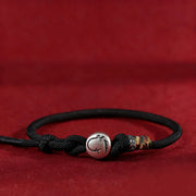 Buddha Stones Year of the Horse 999 Sterling Silver Copper Coins Rope Braided Protection Bracelet - Black - 18-20cm - image 10
