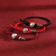 Buddha Stones Year of the Horse 999 Sterling Silver Copper Coins Rope Braided Protection Bracelet - image 2