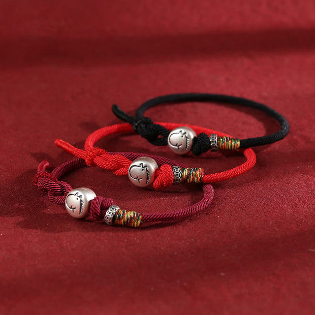Buddha Stones Year of the Horse 999 Sterling Silver Copper Coins Rope Braided Protection Bracelet - image 2