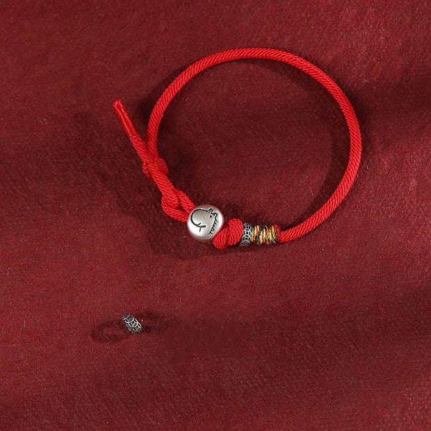 Buddha Stones Year of the Horse 999 Sterling Silver Copper Coins Rope Braided Protection Bracelet - image 3
