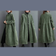 Buddha Stones Plain Buttons Long Sleeve Women's Cotton Corduroy Fleece-Lined Coat With Pockets - image 11