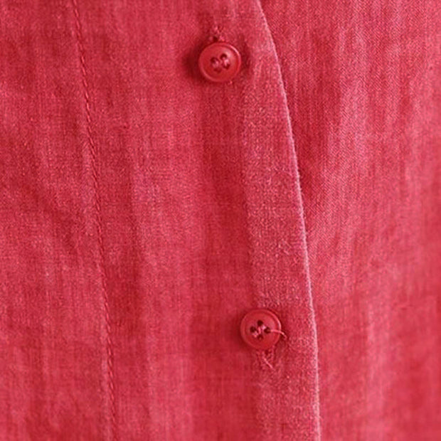 Buddha Stones Irregular Design Buttons Long Sleeve Women's Cotton Shirt - image 10