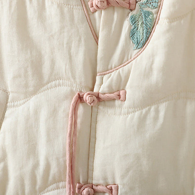 Buddha Stones Embroidered Women's Long Sleeve Cotton-padded Jacket With Pockets - image 10