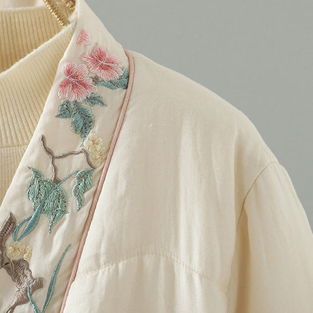 Buddha Stones Embroidered Women's Long Sleeve Cotton-padded Jacket With Pockets - image 5