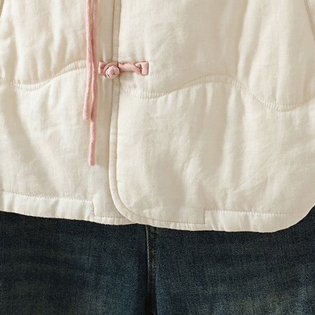 Buddha Stones Embroidered Women's Long Sleeve Cotton-padded Jacket With Pockets - image 11