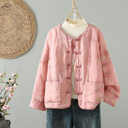 Buddha Stones Printed Women's Long Sleeve Cotton-padded Jacket With Pockets - Pink - US8-10，UK/AU12-14，EU40-42 (2XL) - image 0