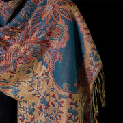 Buddha Stones Spring Red Flowers Leaves Vines Pattern Tassel Soft Scarf Shawl - image 4