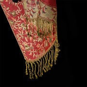 Buddha Stones Spring Red Flowers Leaves Vines Pattern Tassel Soft Scarf Shawl - image 11