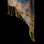 Buddha Stones Spring Red Flowers Leaves Vines Pattern Tassel Soft Scarf Shawl - image 5