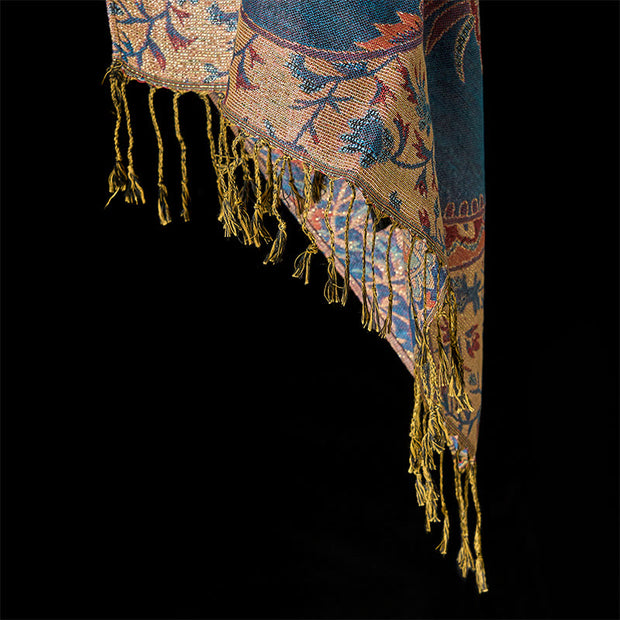 Buddha Stones Spring Red Flowers Leaves Vines Pattern Tassel Soft Scarf Shawl - image 5