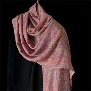 Buddha Stones Spring Cashew Flower Stripes Pattern Tassel Cozy Scarf Shawl - LavenderBlush - 178*70cm - image 6