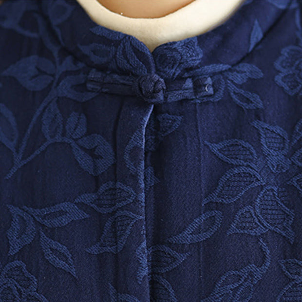 Buddha Stones Jacquard Pattern Frog-button Women's Sleeveless Cotton Vest Waistcoat With Pockets - image 6