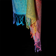 Buddha Stones Spring Colorful Gradient Cashew Flower Pattern Tassel Cozy Scarf Shawl - image 15