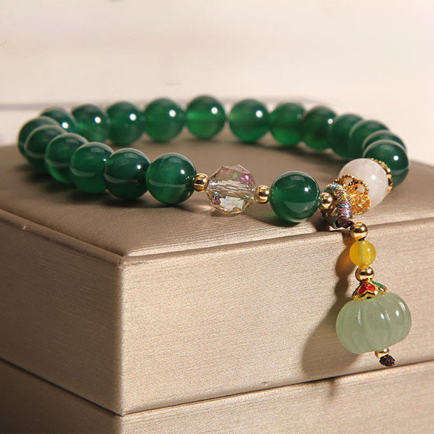 Buddha Stones Green Crystal Pumpkin Bead Relax Calm Bracelet - image 2