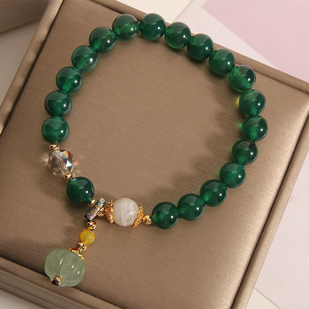 Buddha Stones Green Crystal Pumpkin Bead Relax Calm Bracelet - image 3