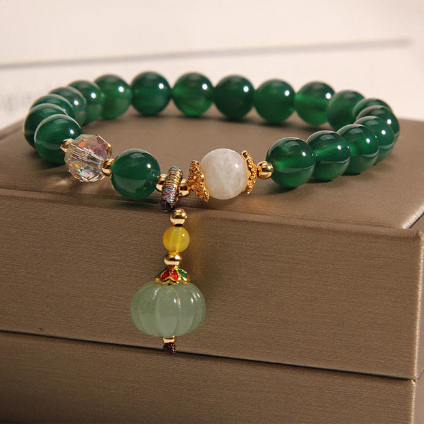 Buddha Stones Green Crystal Pumpkin Bead Relax Calm Bracelet - Green Crystal(Wrist Circumference: 14-16cm) - image 0