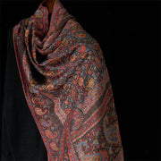 Buddha Stones Spring Brown Cashew Flower Leaves Pattern Tassel Soft Scarf Shawl - Sienna 170*70cm - image 0