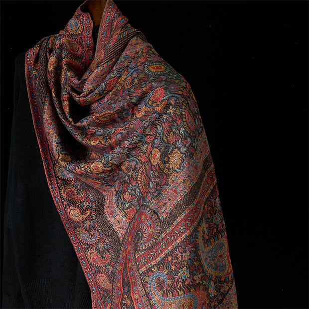 Buddha Stones Spring Brown Cashew Flower Leaves Pattern Tassel Soft Scarf Shawl - Sienna 170*70cm - image 0
