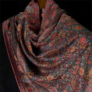 Buddha Stones Spring Brown Cashew Flower Leaves Pattern Tassel Soft Scarf Shawl - image 3