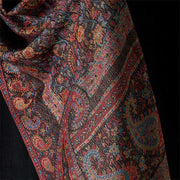Buddha Stones Spring Brown Cashew Flower Leaves Pattern Tassel Soft Scarf Shawl - image 4