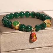 Buddha Stones Natural Green Agate Gourd Tiger Shoes Pattern Hope Bracelet - image 2