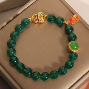 Buddha Stones Natural Green Agate Gourd Tiger Shoes Pattern Hope Bracelet - image 4