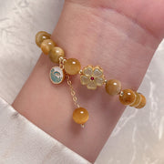 Buddha Stones Natural Golden Tiger Eye Bell Flower Courage Bracelet - image 7