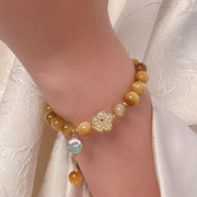Buddha Stones Natural Golden Tiger Eye Bell Flower Courage Bracelet - image 8