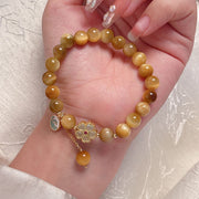Buddha Stones Natural Golden Tiger Eye Bell Flower Courage Bracelet - image 10