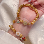 Buddha Stones Natural Golden Tiger Eye Bell Flower Courage Bracelet - image 11