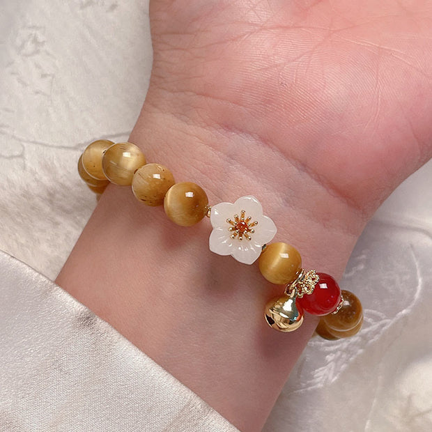 Buddha Stones Natural Golden Tiger Eye Bell Flower Courage Bracelet - image 2