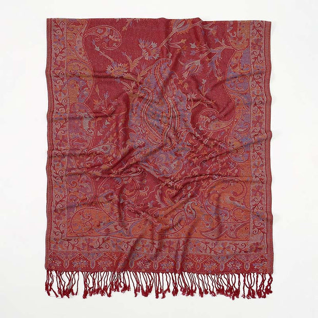 Buddha Stones Spring Cashew Flower Vines Pattern Tassel Soft Scarf Shawl - image 12