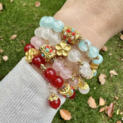 Buddha Stones Tibetan White Agate Crystal Stone Flowers Positivity Bracelet - image 12