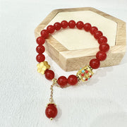 Buddha Stones Tibetan White Agate Crystal Stone Flowers Positivity Bracelet - Red Agate(Wrist Circumference: 14-16cm) - image 3
