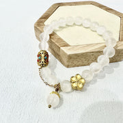 Buddha Stones Tibetan White Agate Crystal Stone Flowers Positivity Bracelet - White Agate(Wrist Circumference: 14-16cm) - image 0