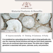 Buddha Stones Tibetan White Agate Crystal Stone Flowers Positivity Bracelet - image 2