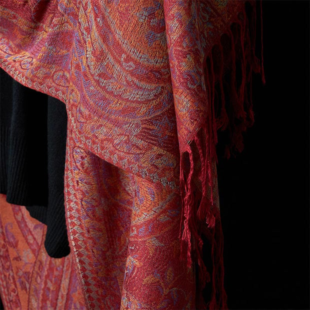 Buddha Stones Spring Cashew Flower Leaves Vines Geometric Pattern Tassel Soft Scarf Shawl - image 5