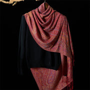 Buddha Stones Spring Cashew Flower Leaves Vines Geometric Pattern Tassel Soft Scarf Shawl - image 1