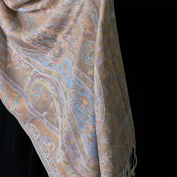 Buddha Stones Spring Cashew Flower Leaves Vines Geometric Pattern Tassel Soft Scarf Shawl - image 10