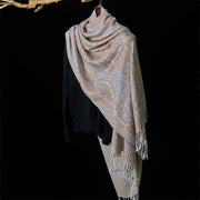 Buddha Stones Spring Cashew Flower Leaves Vines Geometric Pattern Tassel Soft Scarf Shawl - image 7