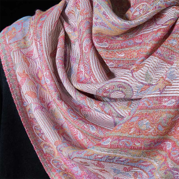 Buddha Stones Spring Cashew Flower Leaves Vines Geometric Pattern Tassel Soft Scarf Shawl - image 14