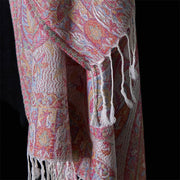 Buddha Stones Spring Cashew Flower Leaves Vines Geometric Pattern Tassel Soft Scarf Shawl - image 16