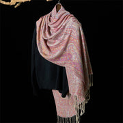 Buddha Stones Spring Cashew Flower Leaves Vines Geometric Pattern Tassel Soft Scarf Shawl - image 19