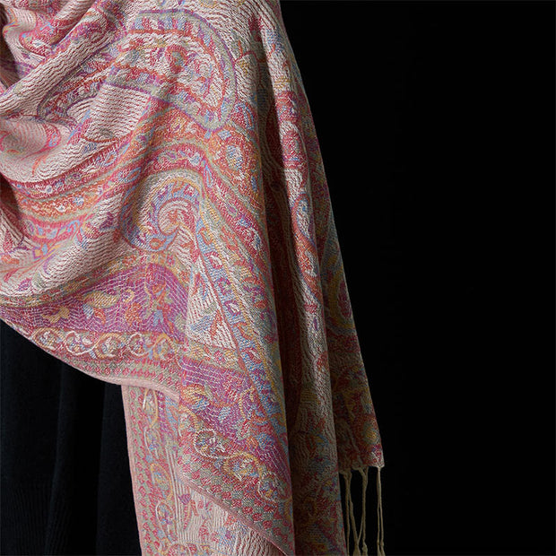 Buddha Stones Spring Cashew Flower Leaves Vines Geometric Pattern Tassel Soft Scarf Shawl - image 20