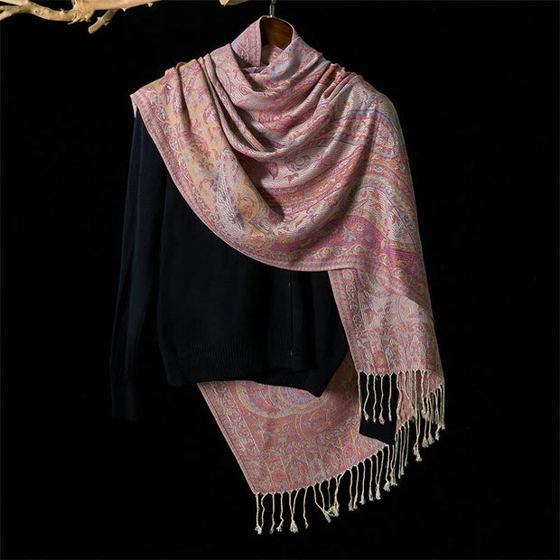 Buddha Stones Spring Cashew Flower Leaves Vines Geometric Pattern Tassel Soft Scarf Shawl - image 18