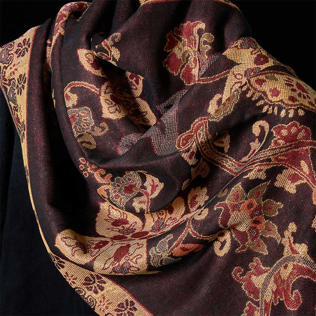Buddha Stones Spring Cashew Flowers Circular Geometry Pattern Tassel Cozy Scarf Shawl - image 7