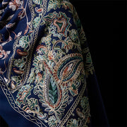 Buddha Stones Winter Brown-beige Small Flower Vine Cashew Flower Pattern Tassel Cozy Scarf Shawl - image 5