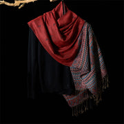 Buddha Stones Spring Cashew Flower Stripe Geometric Pattern Tassel Soft Scarf Shawl - image 1