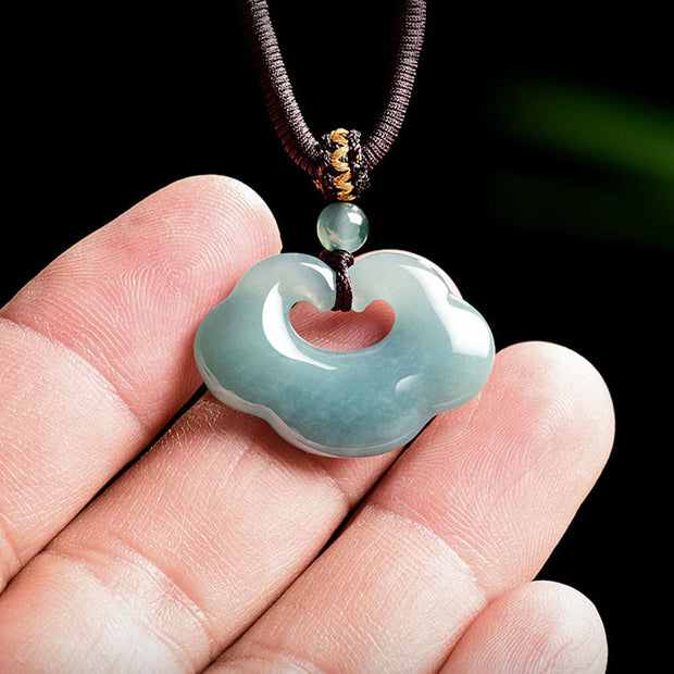 Buddha Stones Auspicious Ruyi Jade Luck Necklace String Pendant - image 3