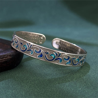 Buddha Stones Petal Vines Entwine Branches Copper Balance Open Adjustable Bracelet Bangle - Vintage - image 0
